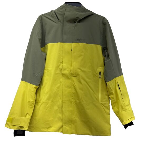 Men’s Sz L Marmot Hooded Elevation Ski Jacket. Yellow & Gray. Insulated.